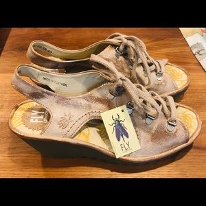 Fly London Gold Wedges